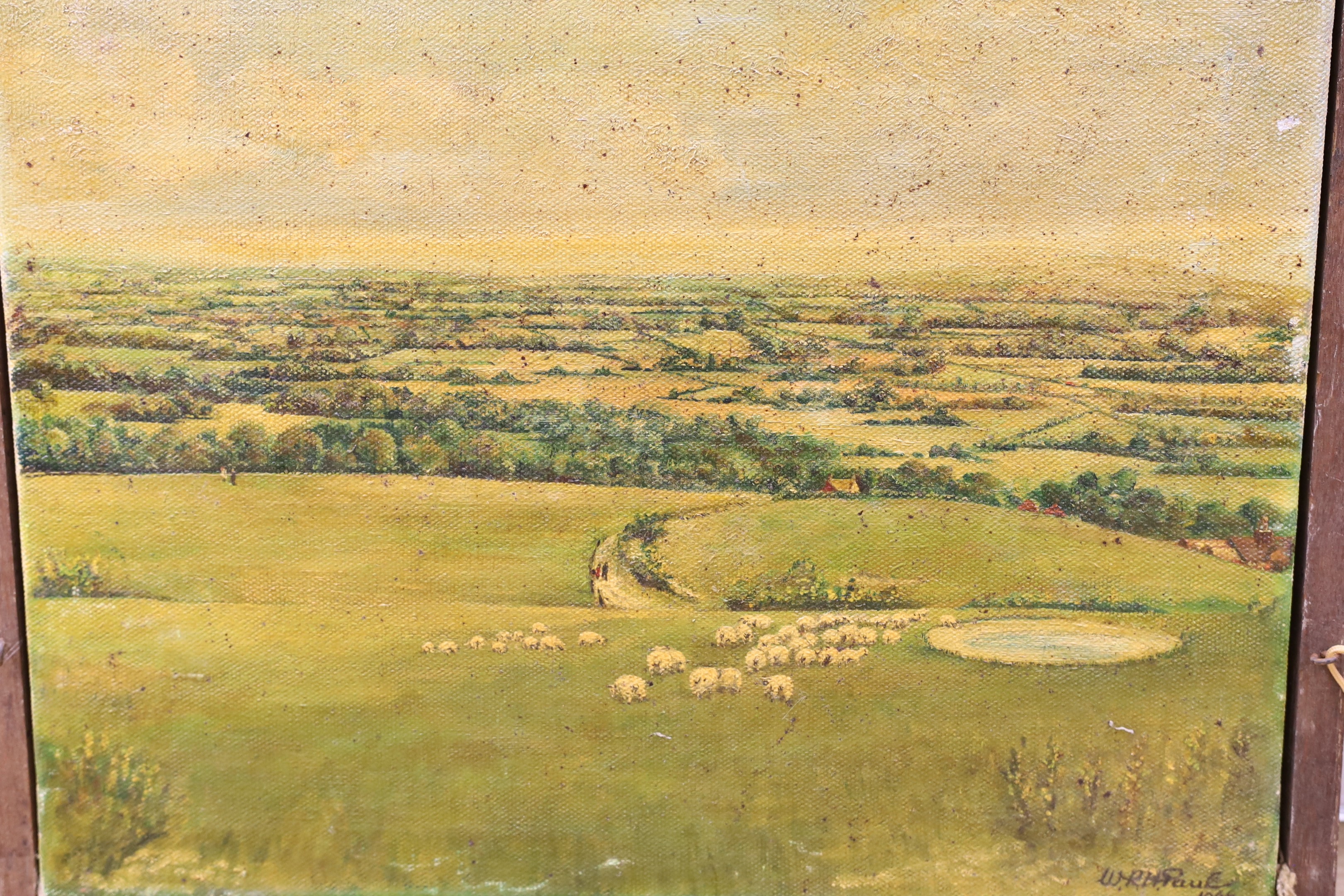 W.R.H Paul, three oils on canvas, Views of Jevington, Polhill Farm and Bowland Prospect near Glynde, signed and dated c.1966, largest 35 x 40cm